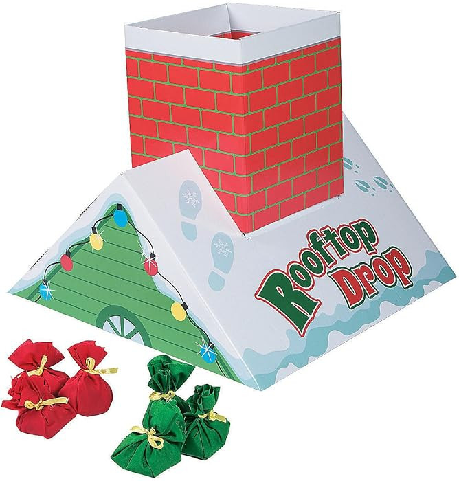 Fun Express Christmas Bean Bag Toss Game for Kids - Holiday Rooftop Chimney Drop Party Game Set w... | Amazon (US)