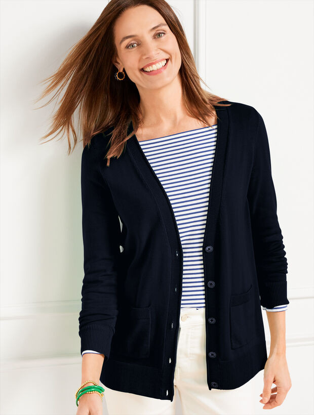 Patch Pocket Girlfriend Cardigan | Talbots
