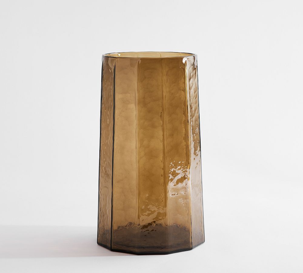 Hammered Café Recycled Hurricane Candleholder - Amber | Pottery Barn (US)