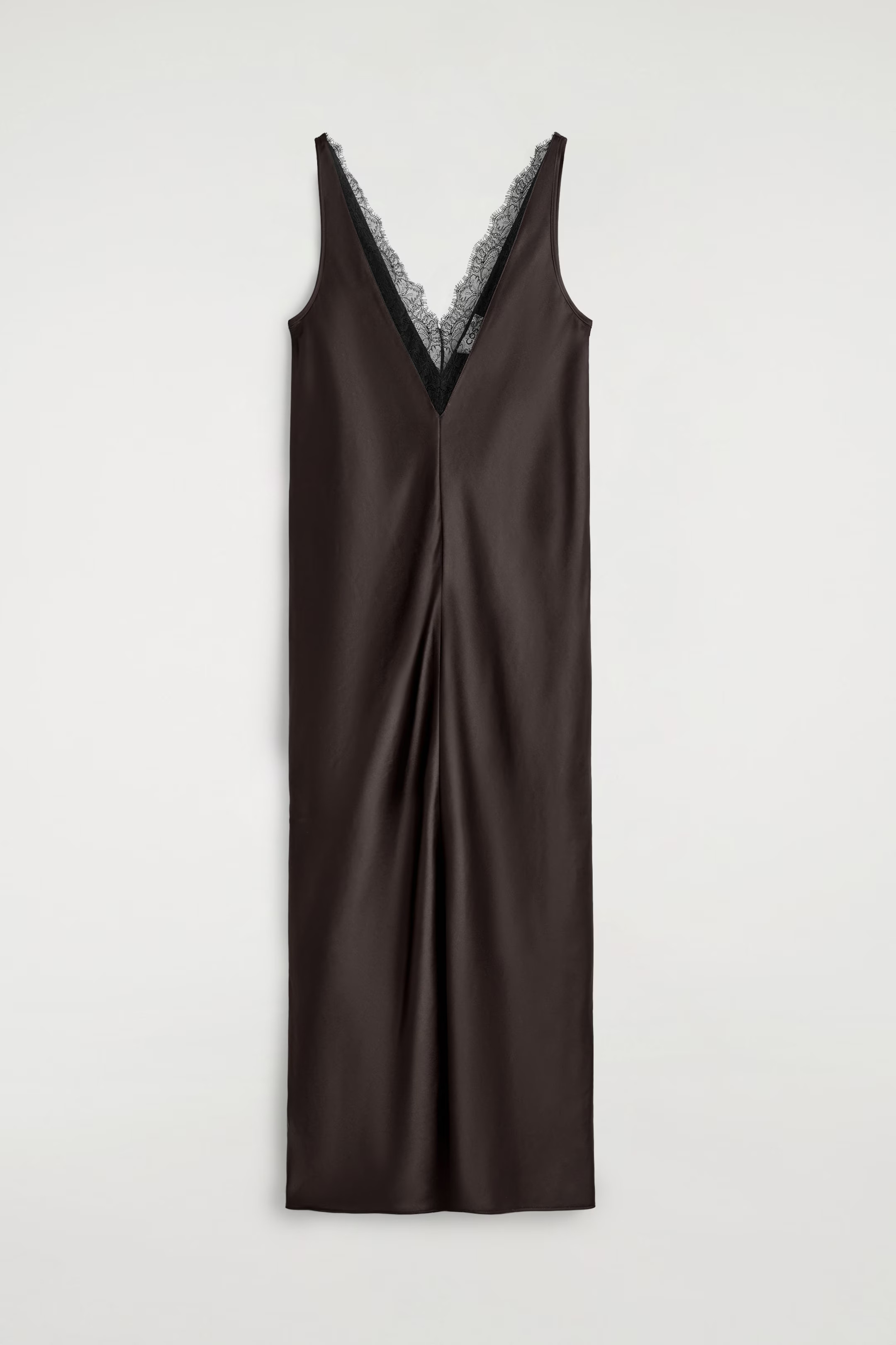 LACE-TRIMMED SATIN SLIP DRESS - BROWN | COS GB | COS UK