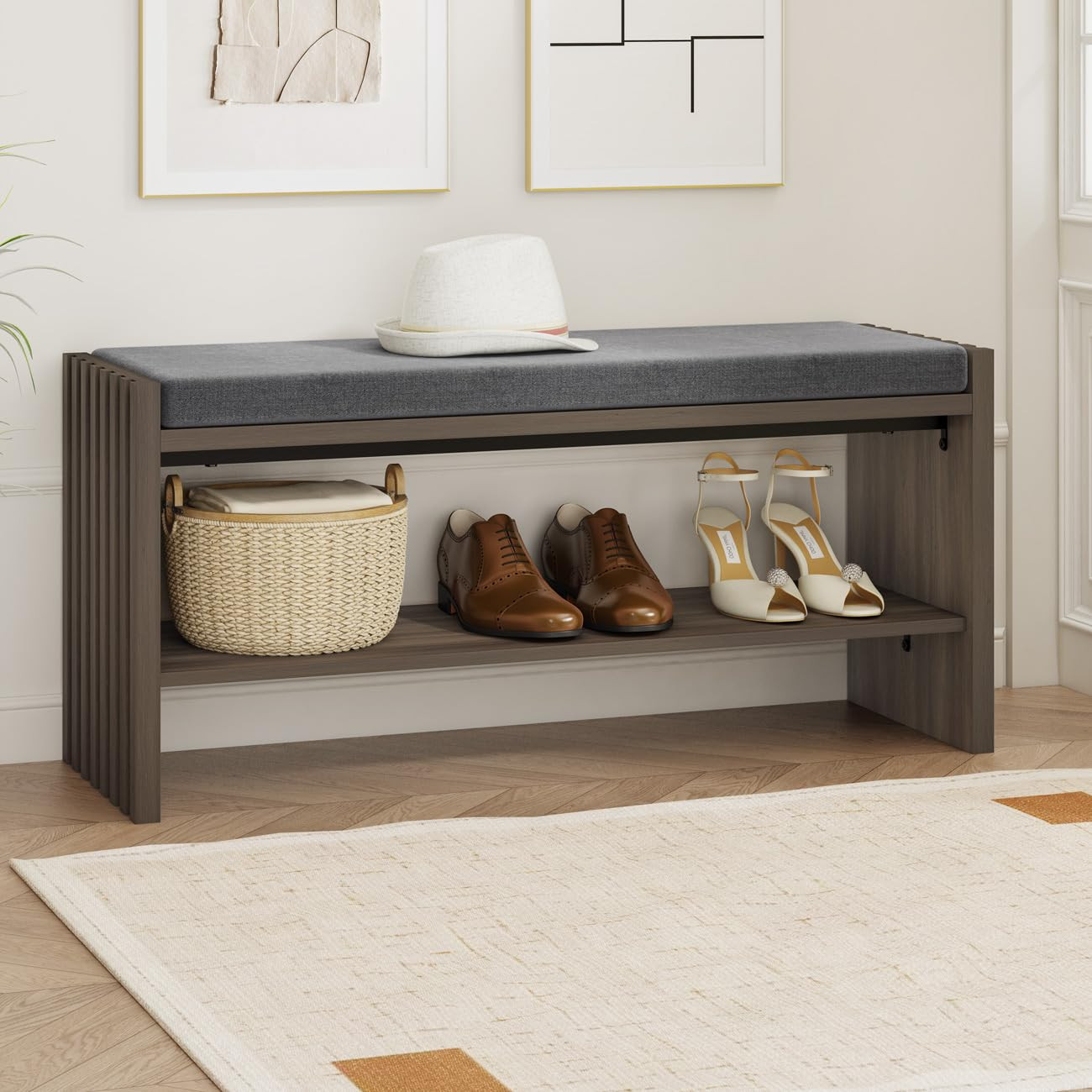 BON AUGURE Shoe Storage Bench, Entryway Bench with Cushion, Ottoman Benches for Bedroom Living Ro... | Amazon (US)