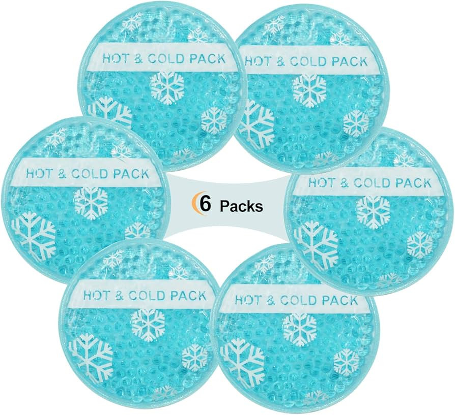 Small Hot Cold 6 Packs, Reusable Round Gel Beads Ice Pack with Cloth Backing, Hot and Cold Therap... | Amazon (US)