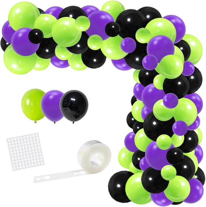 Lime Green Purple Black Balloon Garland Arch Kit - Lime Green Purple Balloons Black Purple Balloo... | Amazon (US)