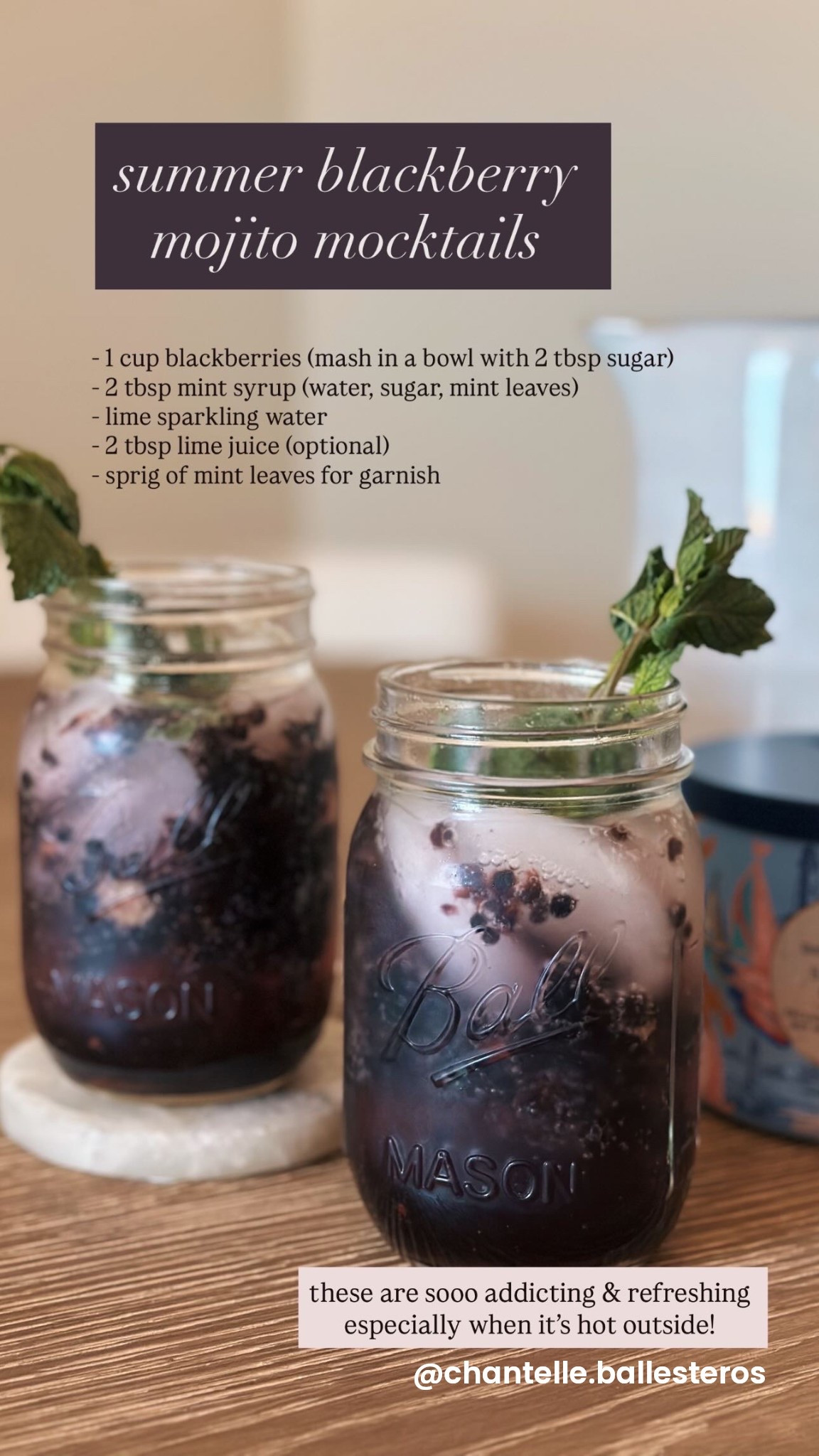 my current summer drink obsession 💜🌿🧊 these sparkling blackberry mojito mocktails are so refreshing for hot summer days & easy to make! 

#LTKTravel #LTKSeasonal #LTKHome