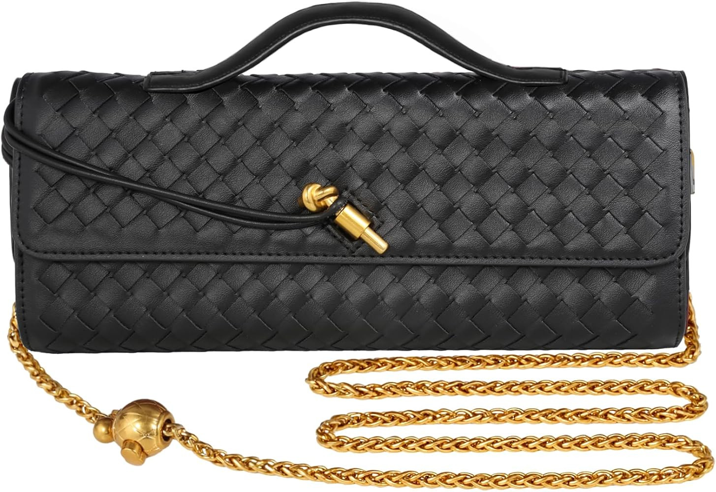 Woven Evening Bag Clutch Purses For Women, Woven Leather Crossbody Bag Purse For Women With Gold ... | Amazon (US)