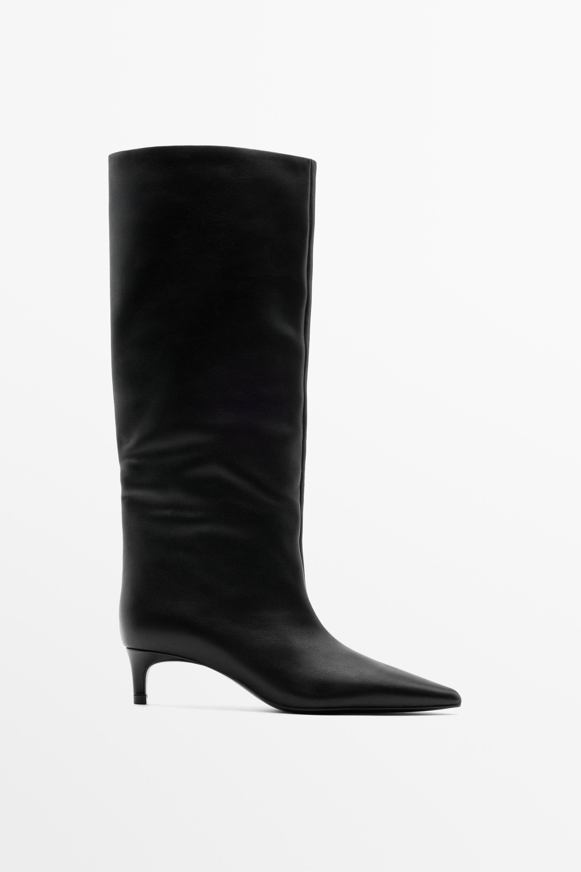 Soft leather heel boot - BLACK | Massimo Dutti UK