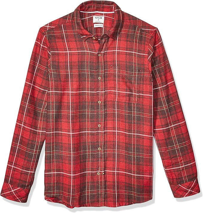 Hurley Men's Plaid Vedder Flannel Long Sleeve Button Up | Amazon (US)