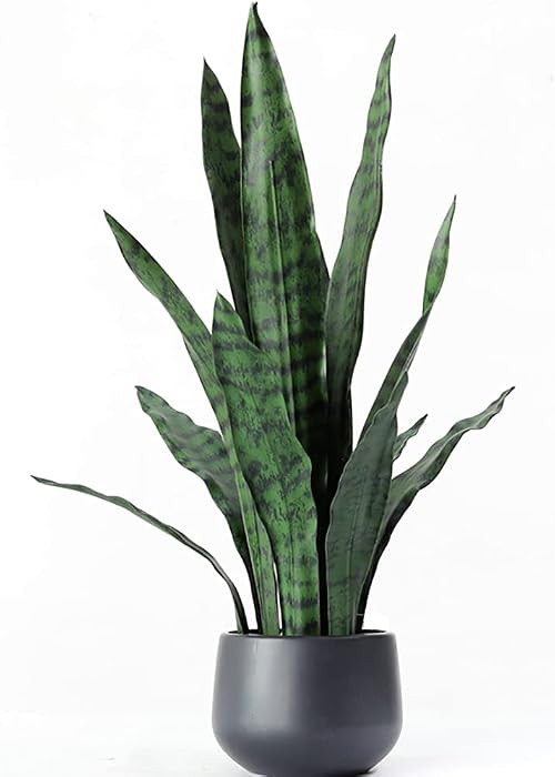 Ollain Artificial Snake Plant with Potted 23.6" Fake Plastic Sansevieria Faux Plants in Pot for O... | Amazon (US)