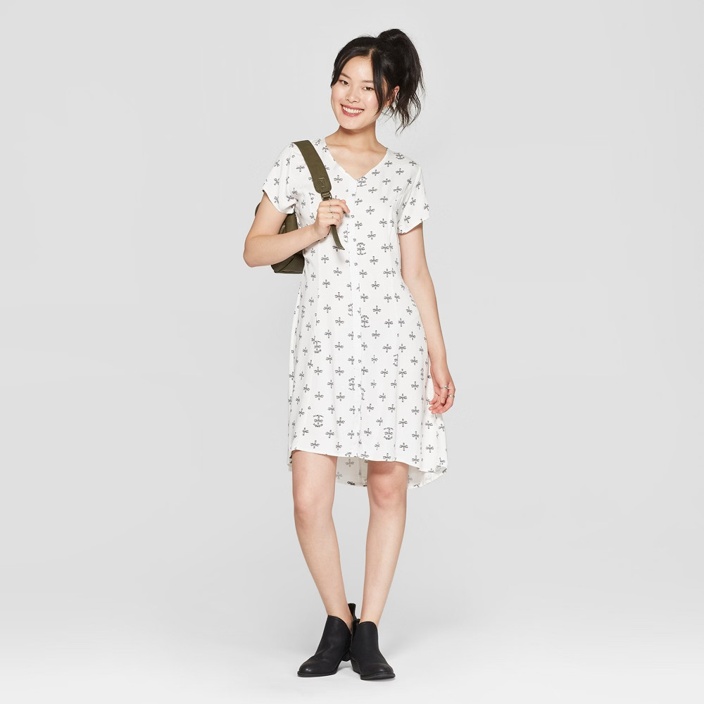 Junk Food Women's Blondie Short Sleeve Empire Tie Waist Dress - White XXL | Target