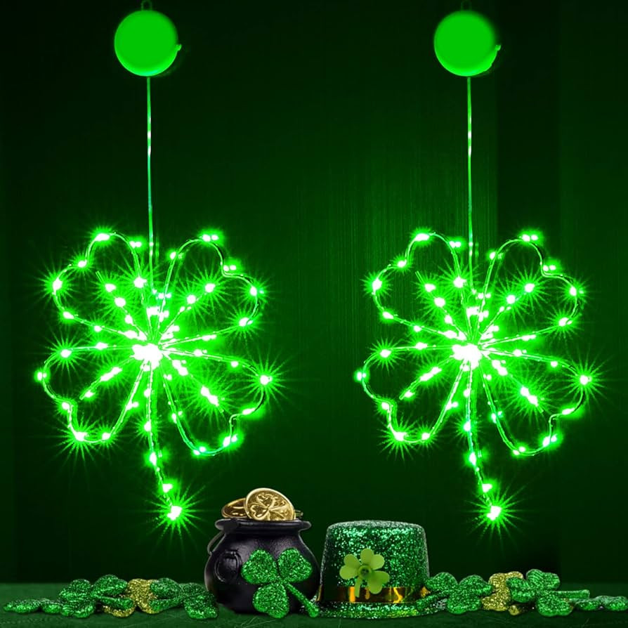 BlcTec St. Patrick's Day Decorations, 2 Pack Lighted Window Lights with Suction Cups, Battery Ope... | Amazon (US)