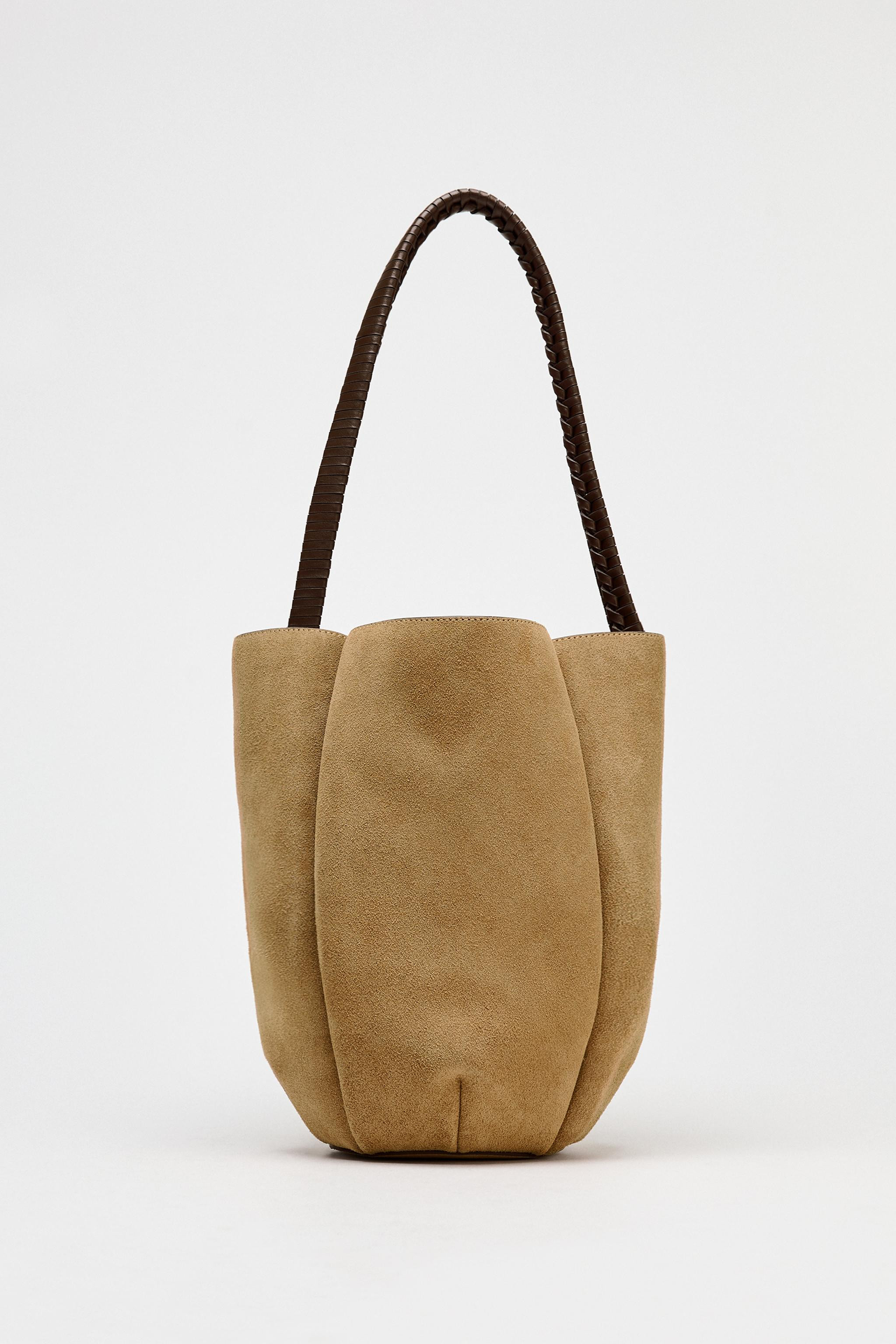 WOVEN SPLIT LEATHER FLOWER BUCKET BAG | Zara US