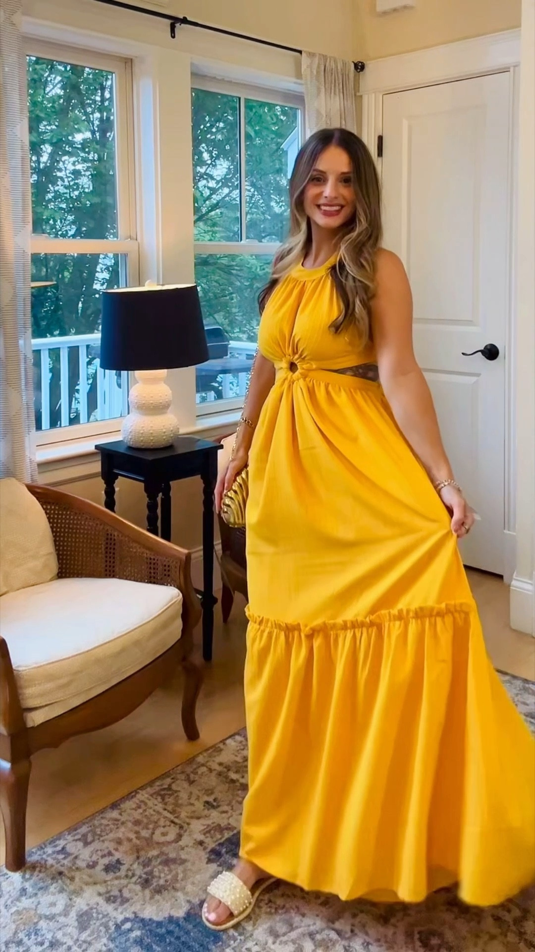 This is the perfect summer maxi that comes in two other (gorgeous) colors! I love the open back detail for warm weather and the cutouts in the waist make for a very flattering fit. The material feels high quality and the best part is… it didn’t wrinkle in my suitcase 🤯 This would be perfect for a tropical vacation! Pair it with this adorable metallic shell clutch & pearl studded sandals for the ultimate beachy vibe. 

#LTKSeasonal #LTKFindsUnder100 #LTKStyleTip