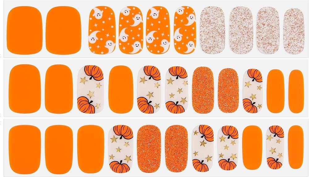 Dashing Diva Gloss Nail Strips - Pumpkin Charm | UV Free, Chip Resistant, Long Lasting Gel Nail Stickers | Contains 32 Nail Wraps, 1 Prep Pad, 1 Nail File | Amazon (US)