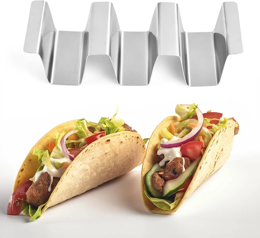 Stainless Taco Holders Set of 4 Stand Holders for 3 Tacos, Easy to Clean, Dishwasher Safe, Street... | Amazon (US)