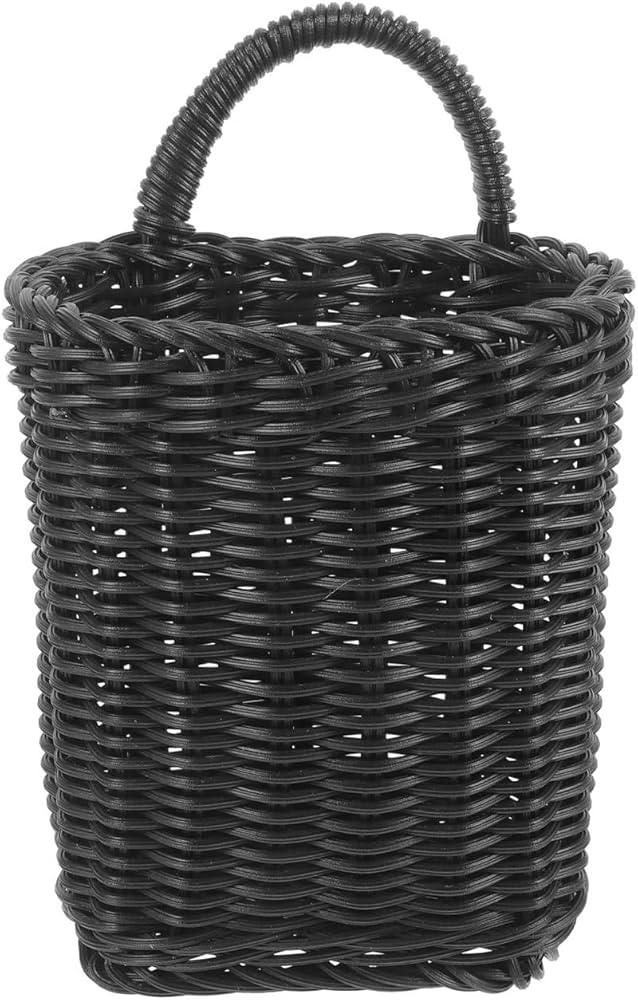 PRETYZOOM Nordic Style Woven Hanging Wall Basket, Black Plastic Storage Basket for Kitchen, Bathr... | Amazon (US)