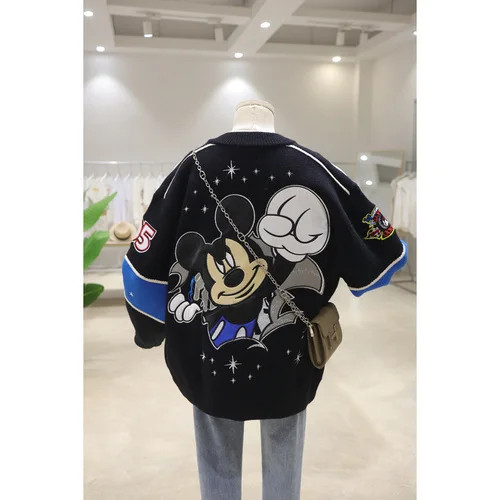 Super Beautiful Heavy Industry Cartoon Sweater Cardigan Women's Autumn Winter Loose Thickening Ba... | AliExpress (US)