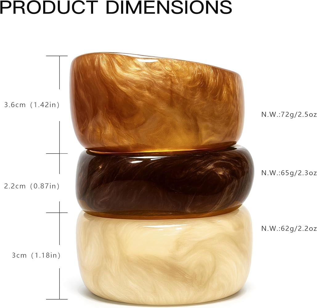 Set of Chunky Acrylic Resin Bangle Bracelets for Women, Retro Brown and Colorful Stackable Bangle... | Amazon (US)