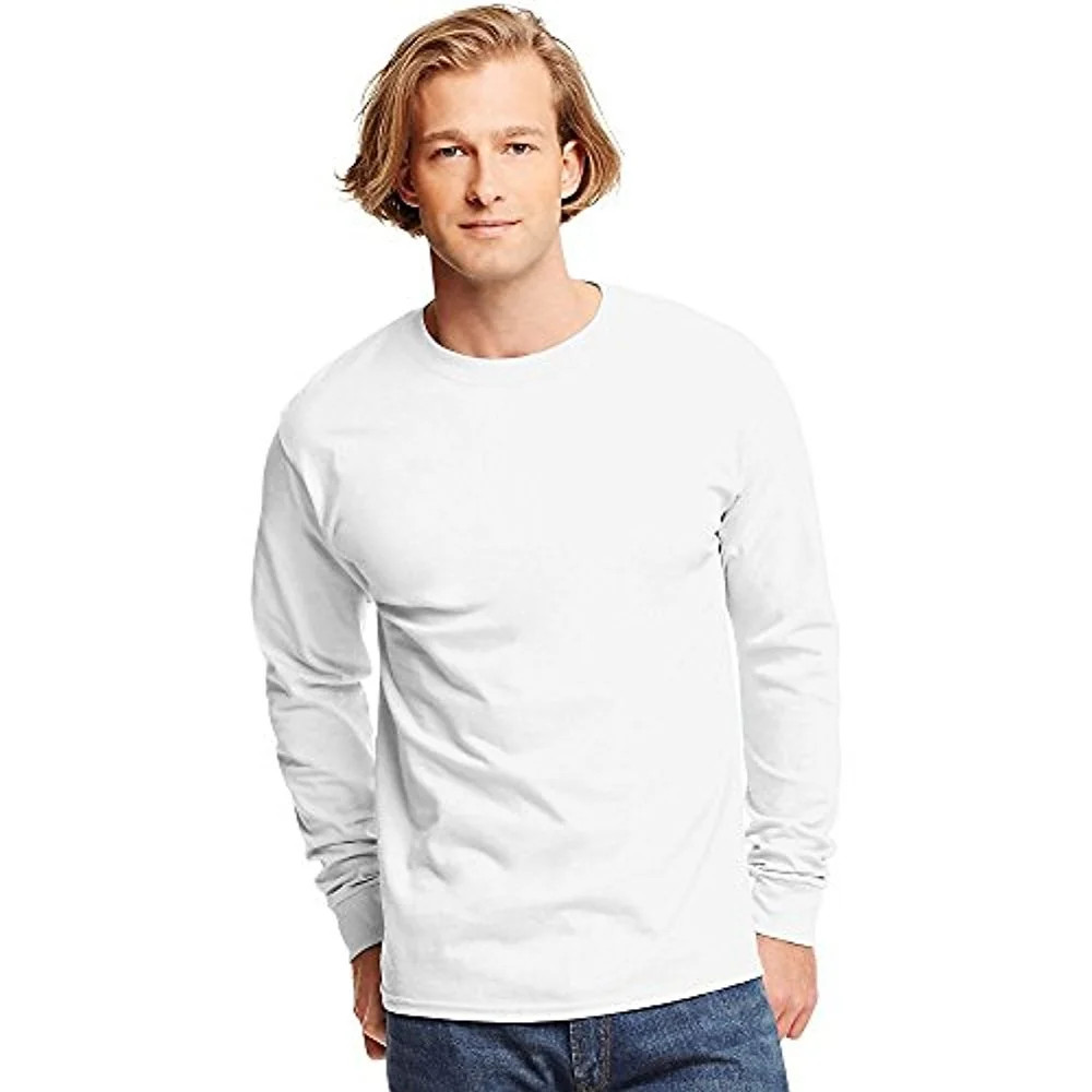 Hanes Mens Tagless Cotton Crew Neck Long-Sleeve Tshirt - Walmart.com | Walmart (US)