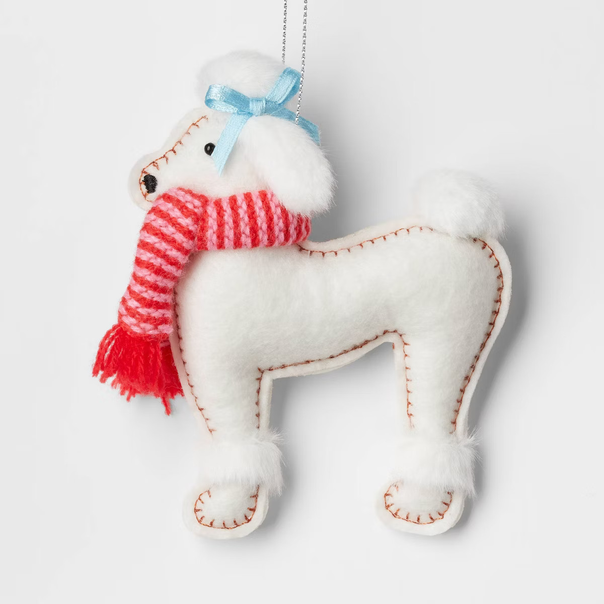 Felt Poodle Wearing Scarf Christmas Tree Ornament Pink/White - Wondershop™ | Target