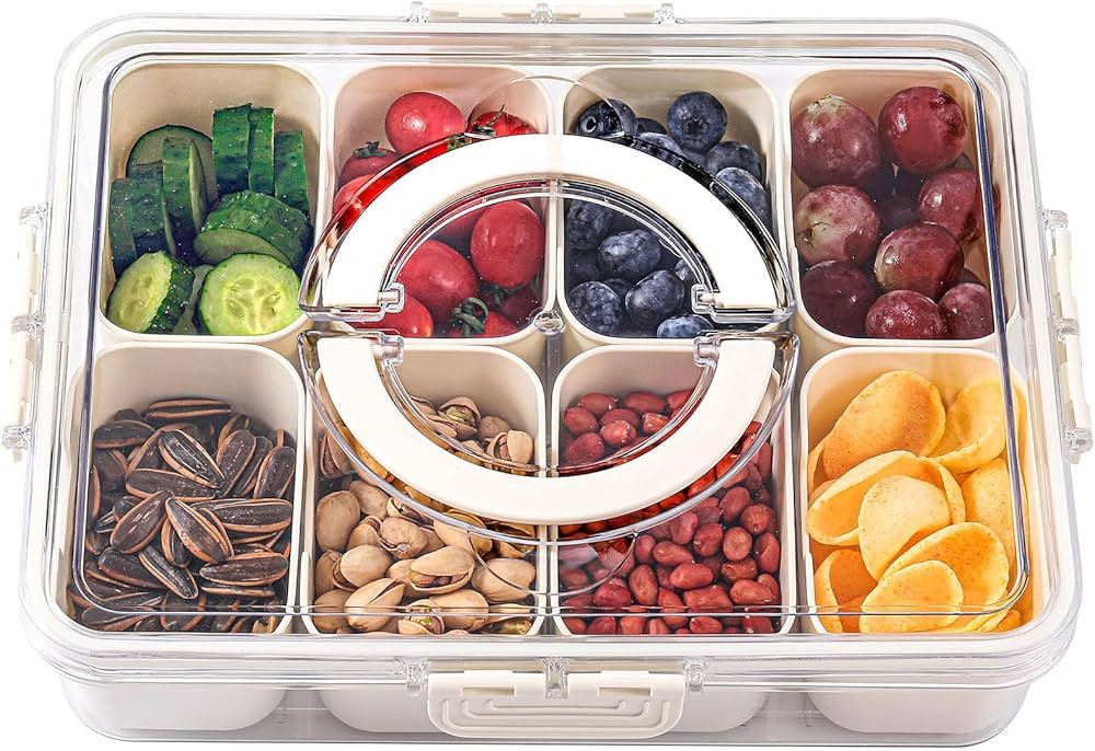 shopwithgreen Divided Serving Tray with Lid and Handle, Portable Snackle Box Charcuterie Containe... | Amazon (US)