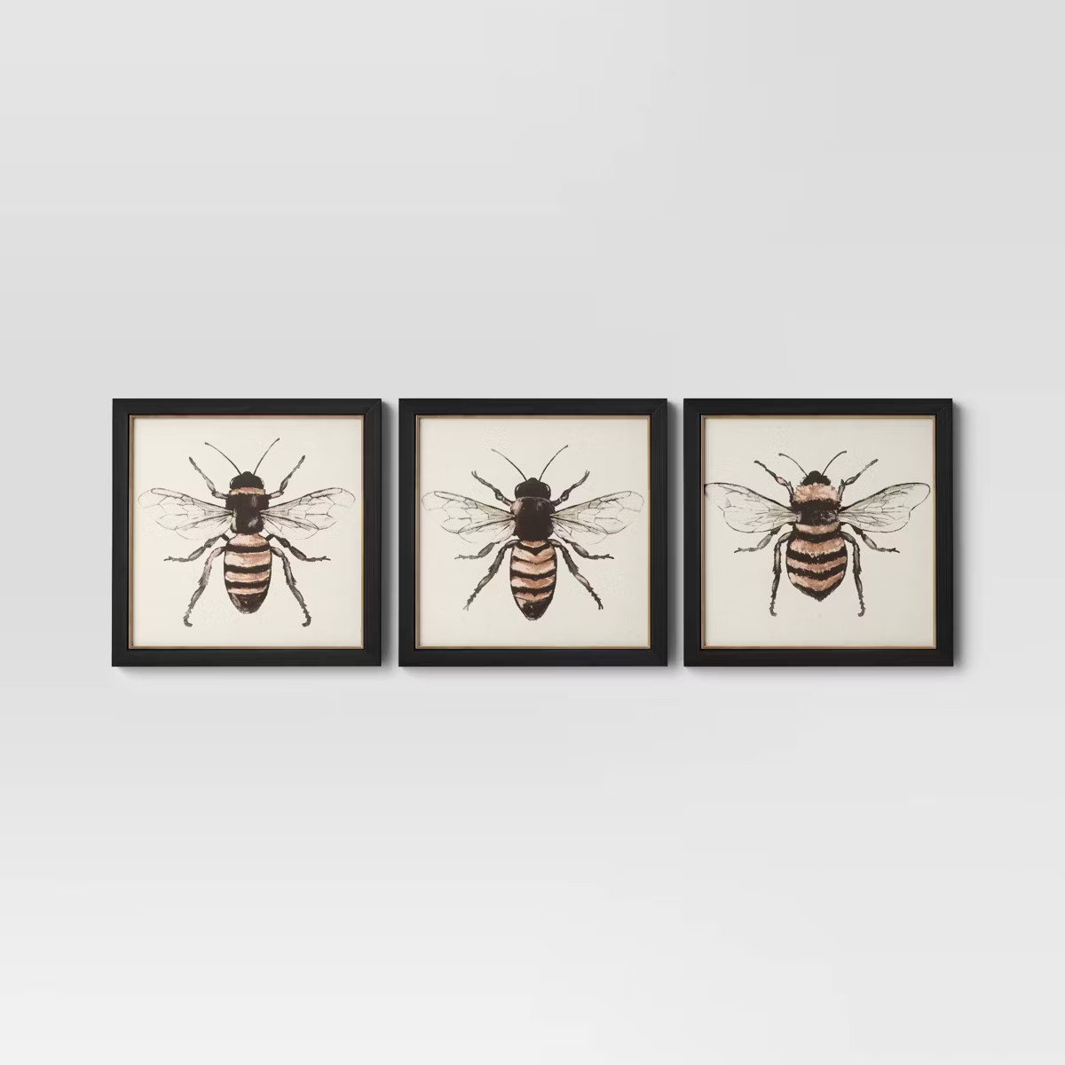 (3pk) 12" x 12" Bees Framed Wall Canvases - Threshold™: Modern Polyester Art, Insect Theme, Bla... | Target