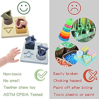 HETOMI Baby Soft Nesting Sorting Stacking Toys Silicone Teething Blocks Shapes Recognition Learni... | Amazon (US)