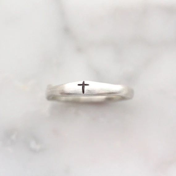 Personalized Stacking Name Ring - Sterling Silver Cross Ring - Faith Ring - Communion Confirmatio... | Etsy (US)