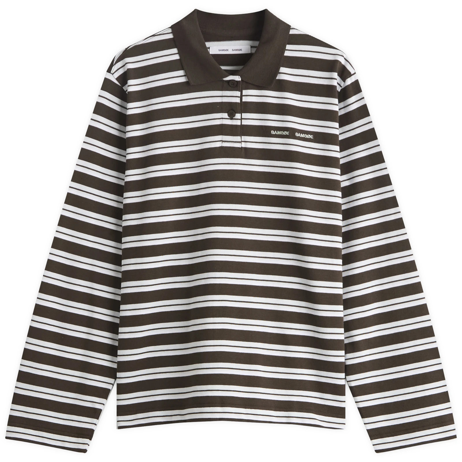 Samsøe Samsøe Women's Sadover Long Sleeve Stripe Polo Turkish Coffee Stripe | END. Clothing
