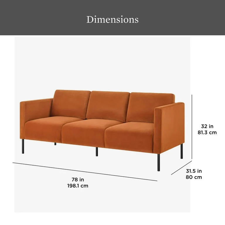 Better Homes & Gardens Wyatt Velvet Sofa, Copper Pipe | Walmart (US)