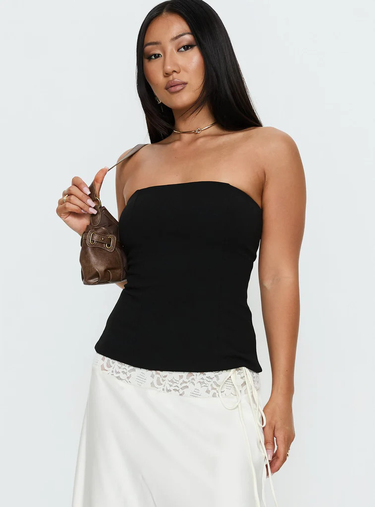 Loreto Strapless Tie Back Top Black | Princess Polly US