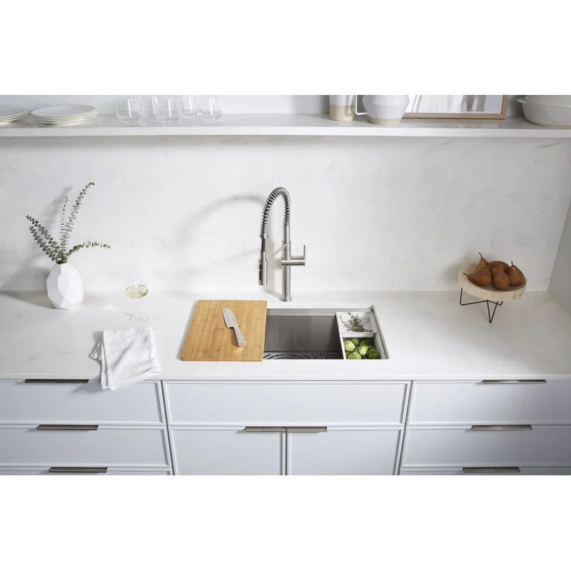 Task 33" x 22" Top-Mount/Undermount Single-Bowl Workstation Kitchen Sink With Accessories | Perigold