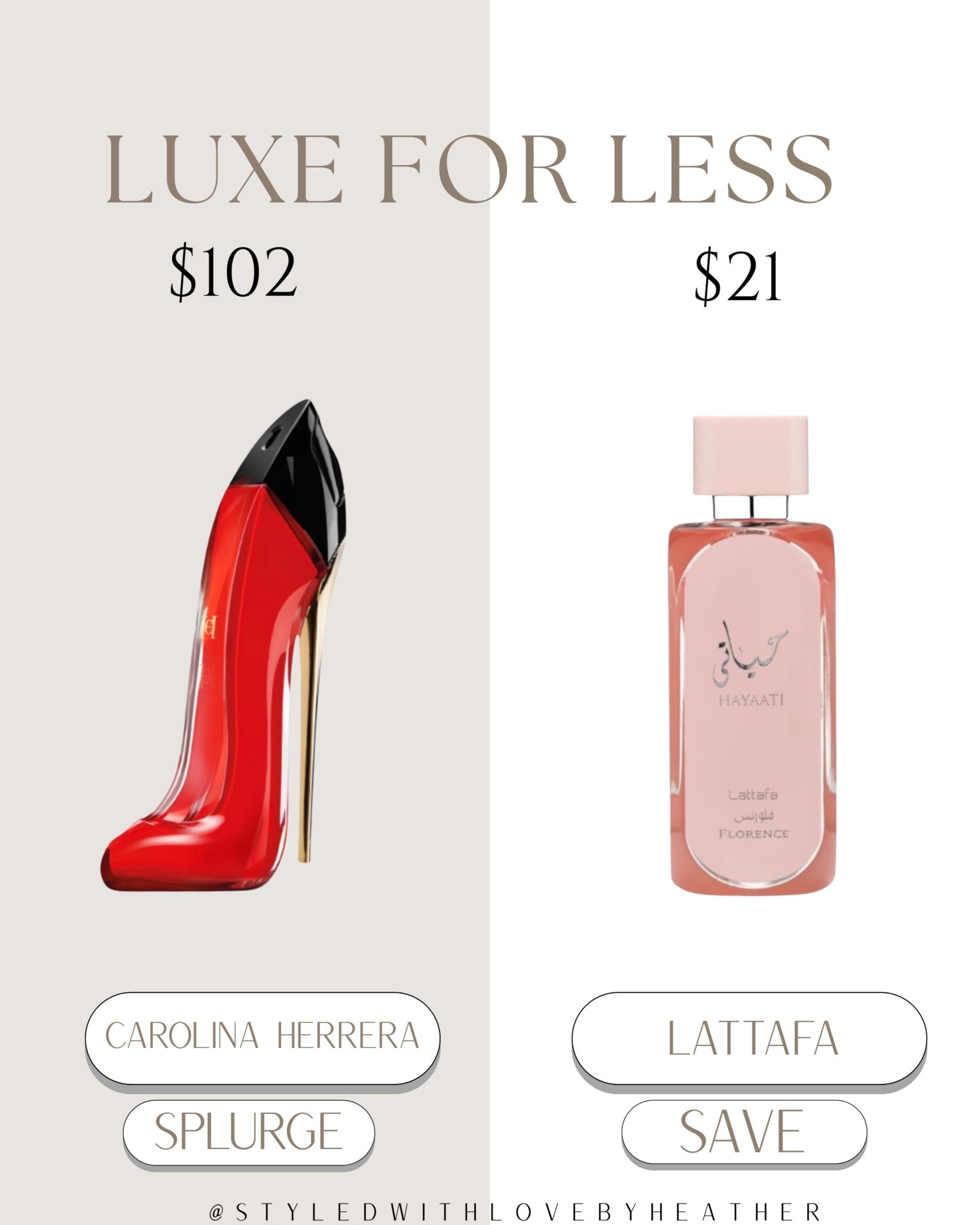 ✨ Luxe for Less: The Iconic Night-Out Scent ✨

Love that bold, sexy designer perfume but not the $100+ price tag? 👀 This affordable dupe brings the same sweet, warm, feminine vibe — flirty, confident, and perfect for evenings out.

Statement scent energy without the splurge.

Shop the Splurge vs. Save on my LTK ✨ 

 #LTKselfcare #LTKSaleAlert #LTKBeauty