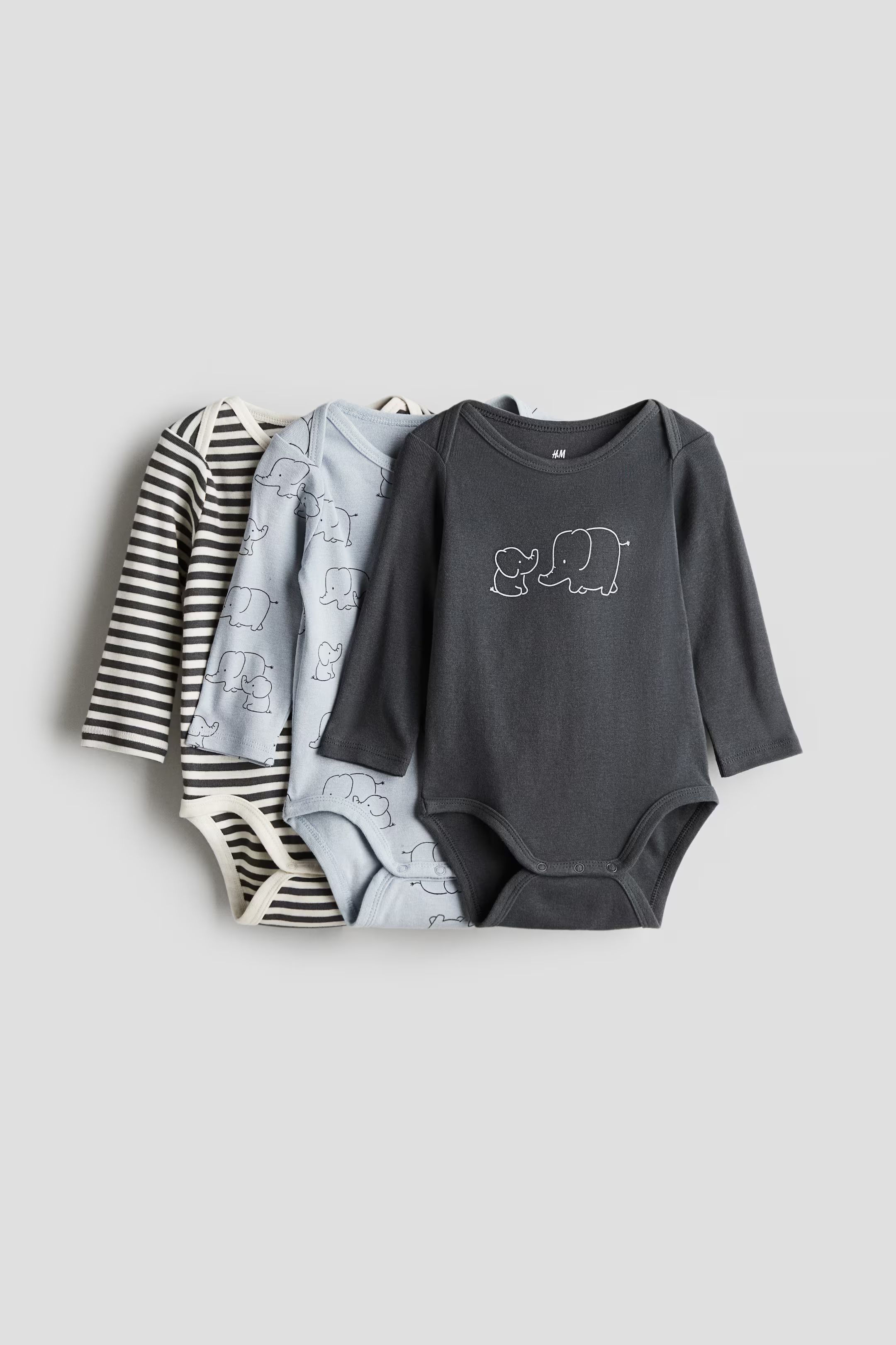 3er-Pack Langarmbodys - Langarm - Hellblau/Elefanten - Kids | H&M AT | H&M (DE, AT, CH, NL, FI)