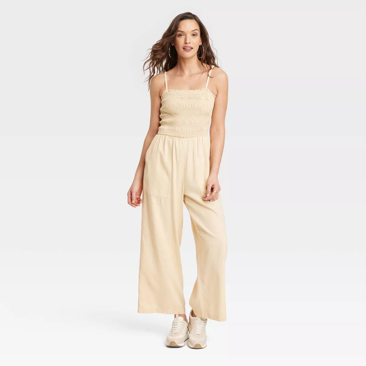 Women's Smocked Linen Maxi Jumpsuit - Universal Thread™ | Target