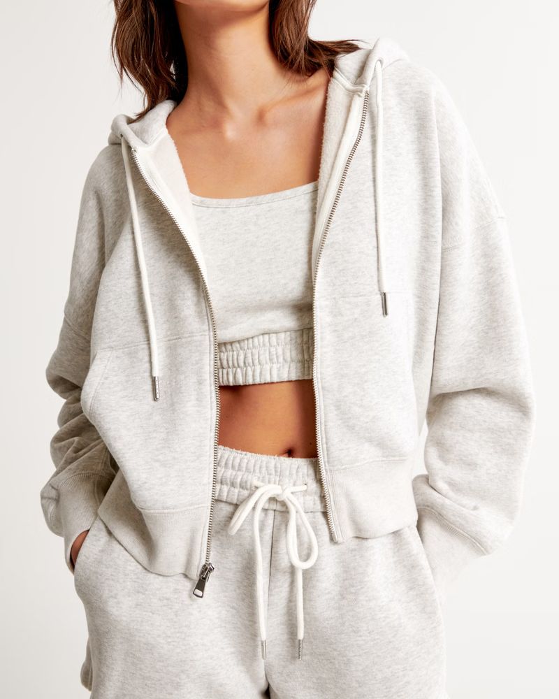 Essential Ribbed Sunday Hooded Full-Zip | Abercrombie & Fitch (US)