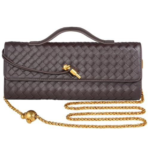 Woven Evening Bag Clutch Purses For Women, Woven Leather Crossbody Bag Purse For Women With Gold ... | Amazon (US)
