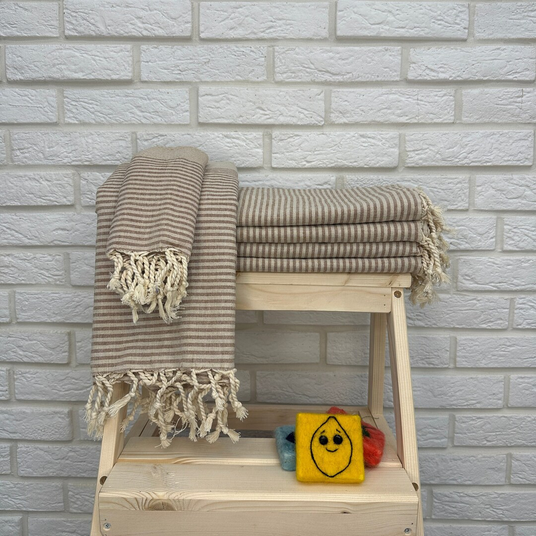 Natural Beige Luxury Bath Towel, Beige Couch Blanket 40x70, Stripe Linen Towel, Hand and Body Tow... | Etsy (US)