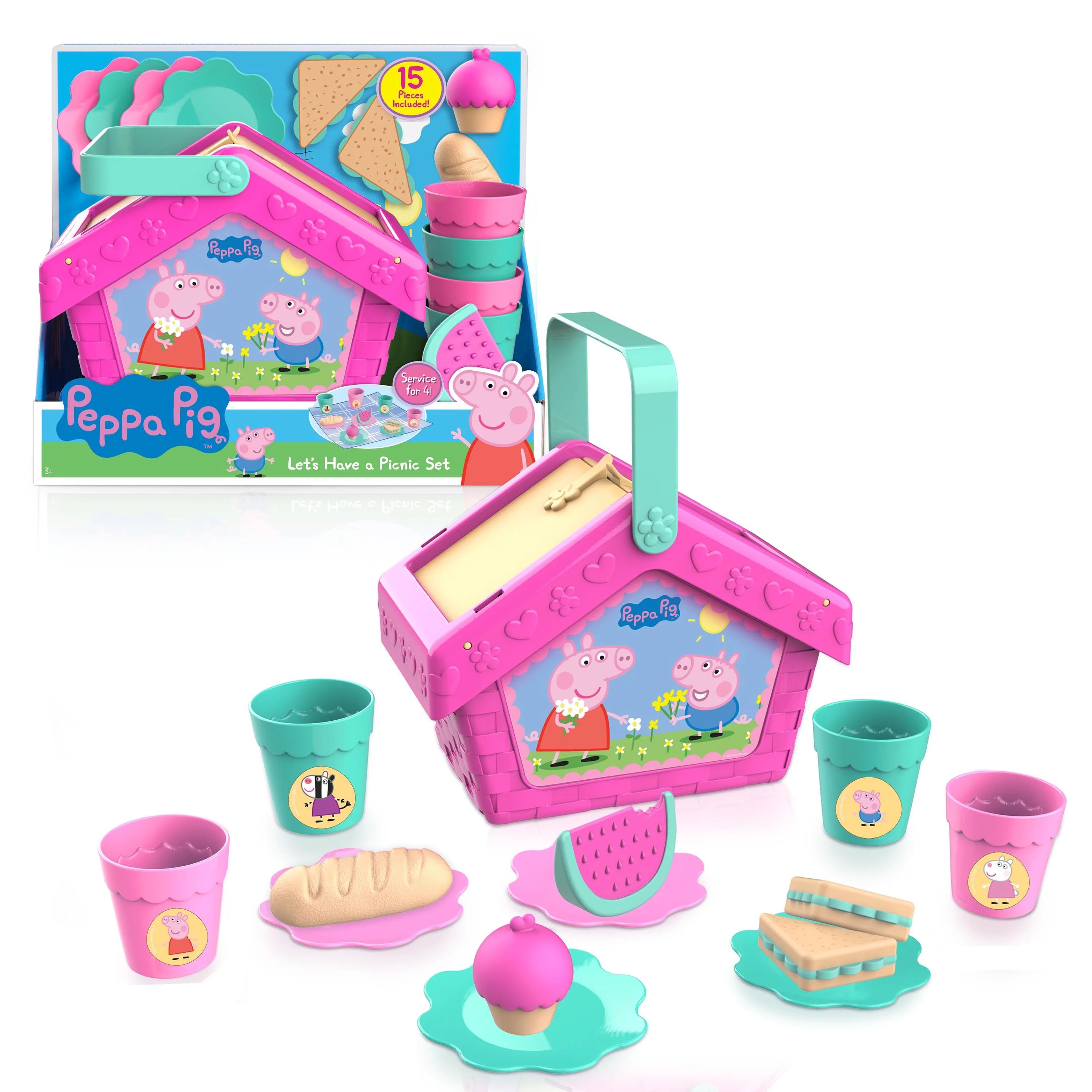 Just Play Peppa Pig Let's Have a Picnic Set, Travel Toy with Handle Includes 4 Settings and Play ... | Walmart (US)