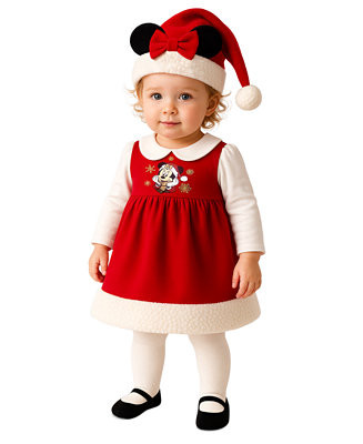 Disney Baby Girls 3-Piece Minnie Mouse Holiday Dress, Tights and Hat Set - Macy's | Macy's