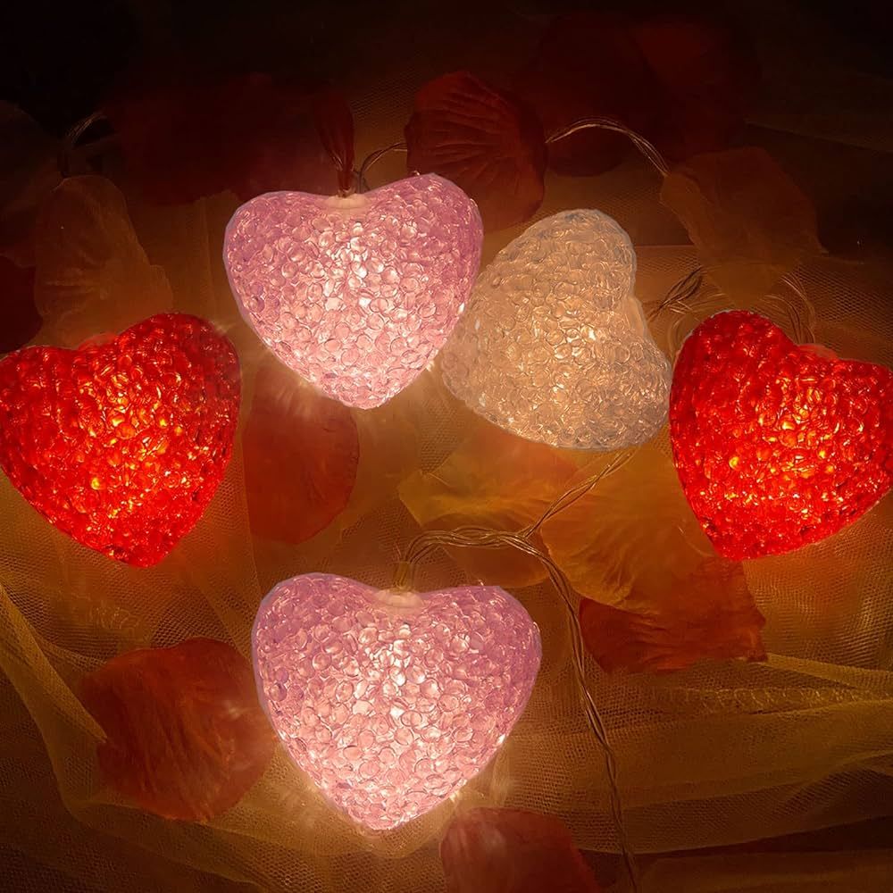 Amazon.com: Valentines Day Lights, 9.8 Ft 20 LED Heart Lights Battery Operated, Red and Pink Hear... | Amazon (US)
