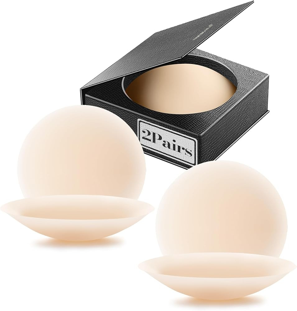 VOCH GALA Nipple Covers 2 Pairs-Seamless and Sheer Adhesive Silicone Nipple Pasties for Women Reu... | Amazon (US)