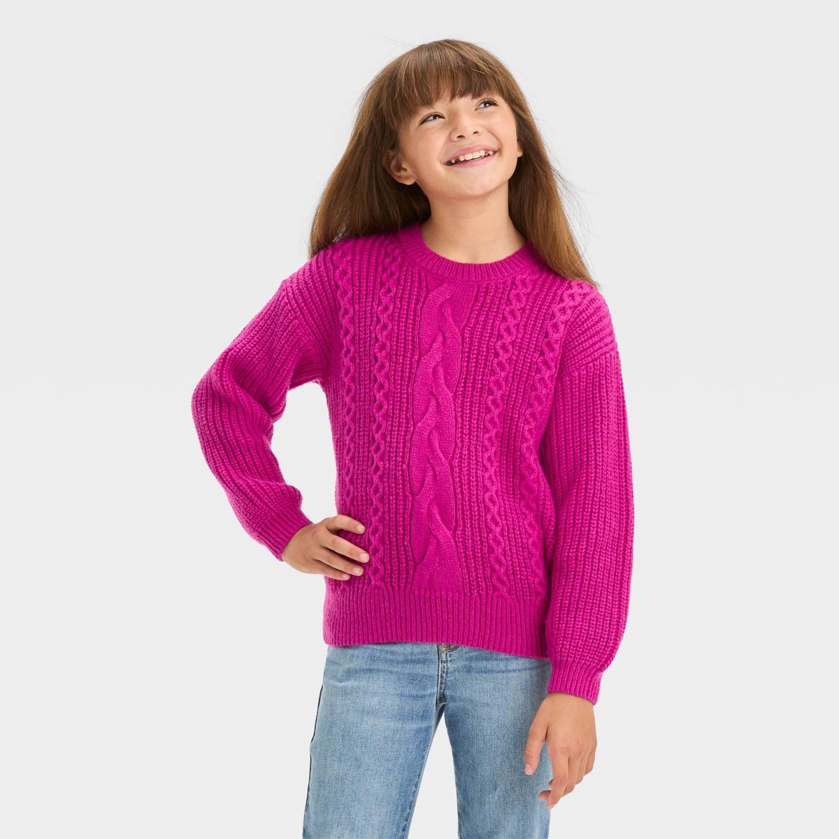 Girls' Cable Knit Pullover Sweater - Cat & Jack™ | Target