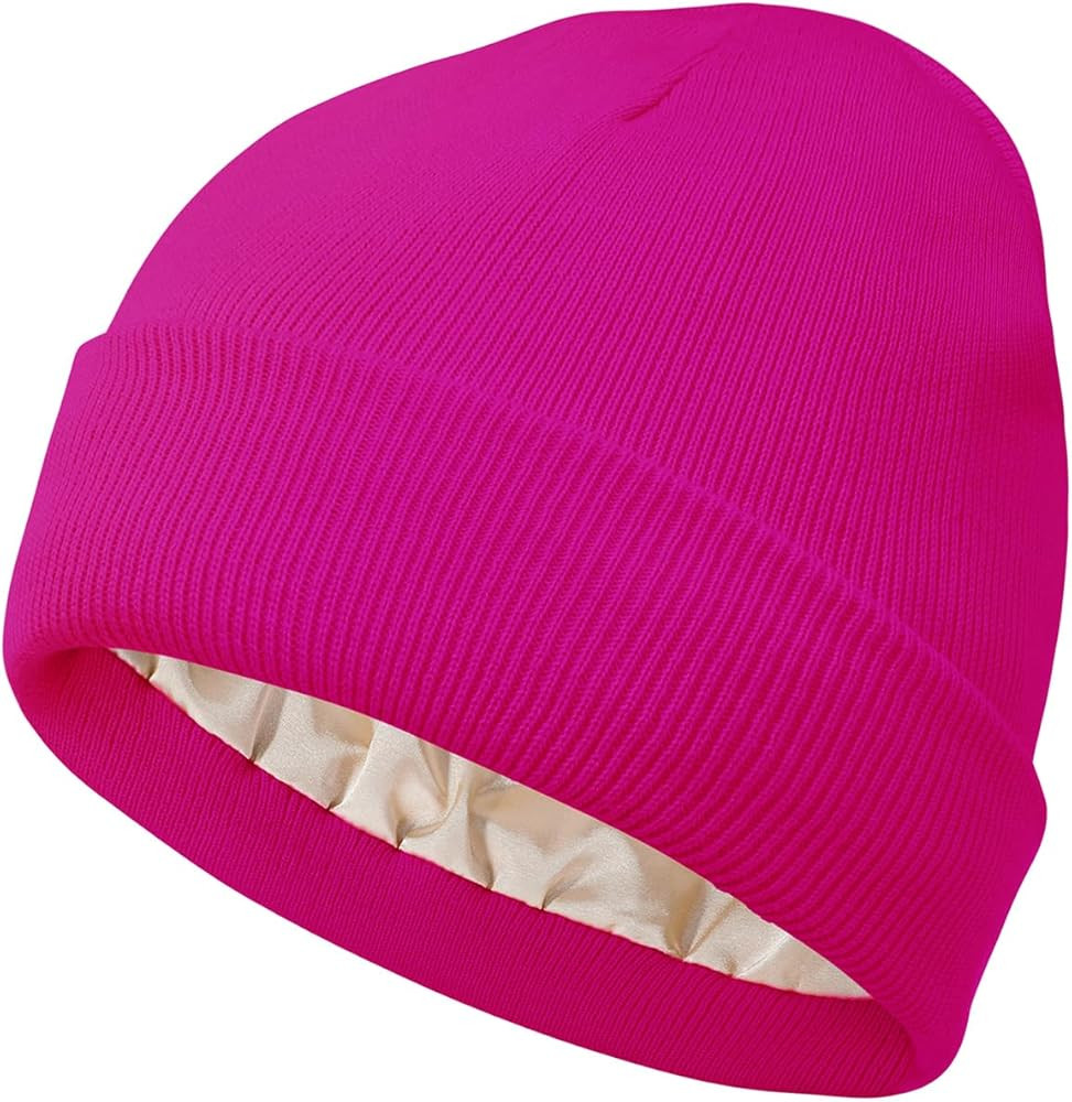Century Star Beanies Women Satin Lined Beanie Men Knit Silk Lined Winter Gift Hats Cuffed Skiing ... | Amazon (US)