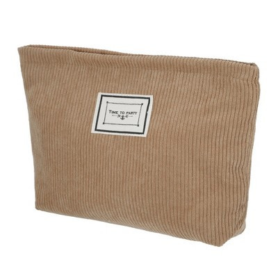 Unique Bargains Corduroy Zipper Makeup Bags and Organizers 1 Pc Brown | Target