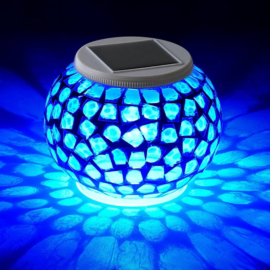 Color Changing Solar Powered Glass Mosaic Ball Led Garden Lights Rechargeable Outdoor Waterproof ... | Amazon (US)