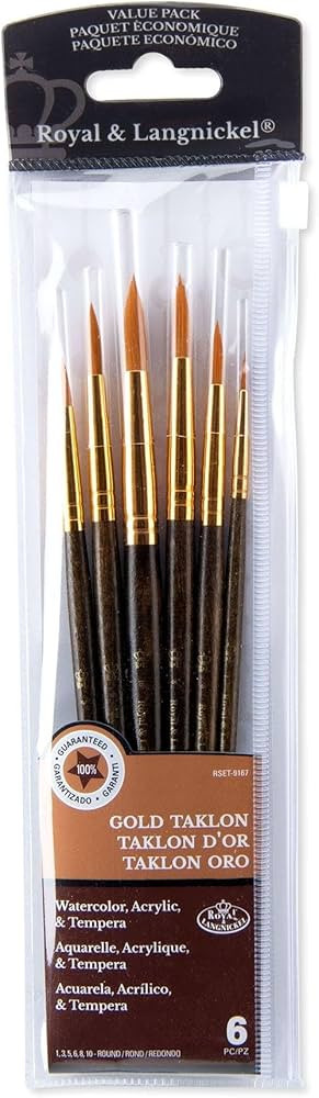 Royal & Langnickel Royal Zip N' Close Gold Taklon Round 6-Piece Brush Set | Amazon (US)