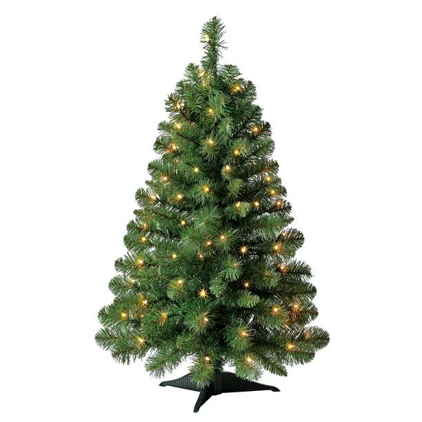 Holiday Time Pre-Lit Winston Pine Artificial Christmas Tree, Clear Incandescent Lights, 3' - Walm... | Walmart (US)