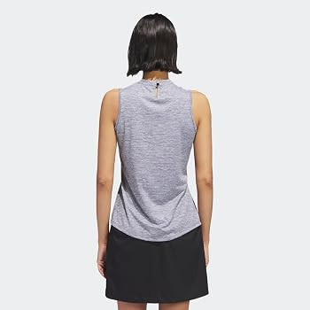 adidas Women's Heathered Essentials Mock Neck Sleeveless Golf Polo Shirt | Amazon (US)