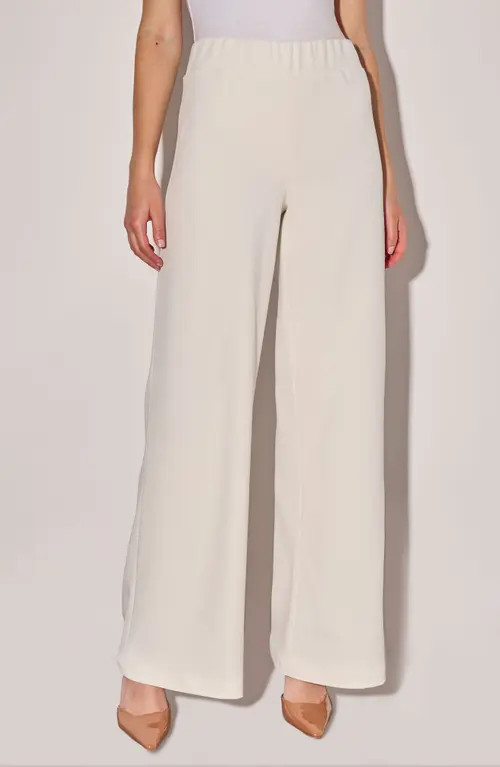 Ming Wang Deco Crepe Wide Leg Pants in White at Nordstrom, Size Large | Nordstrom