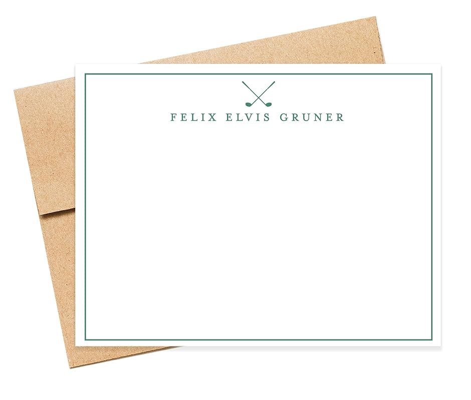 Golf Personalized Stationery For Men, Stationary Note Cards Set for Women | Amazon (US)